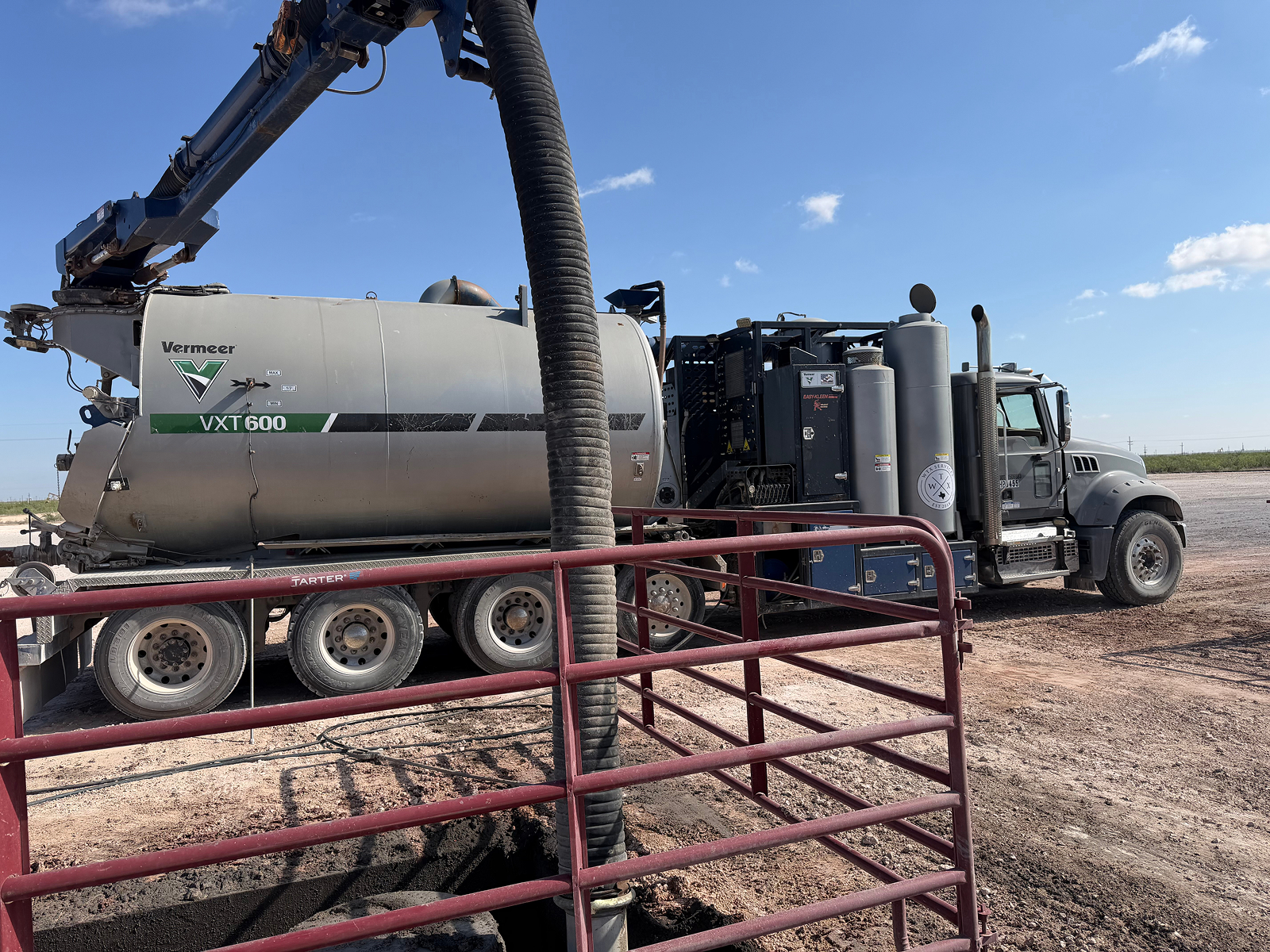 WTX hydrovac truck potholing on a job site