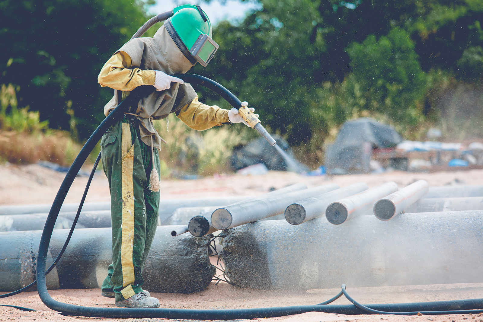 Corroded pipeline before sandblasting