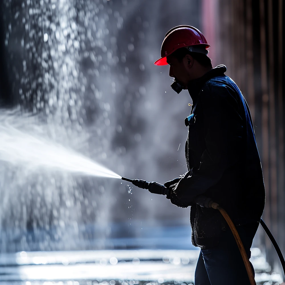 High-pressure industrial cleaning with water